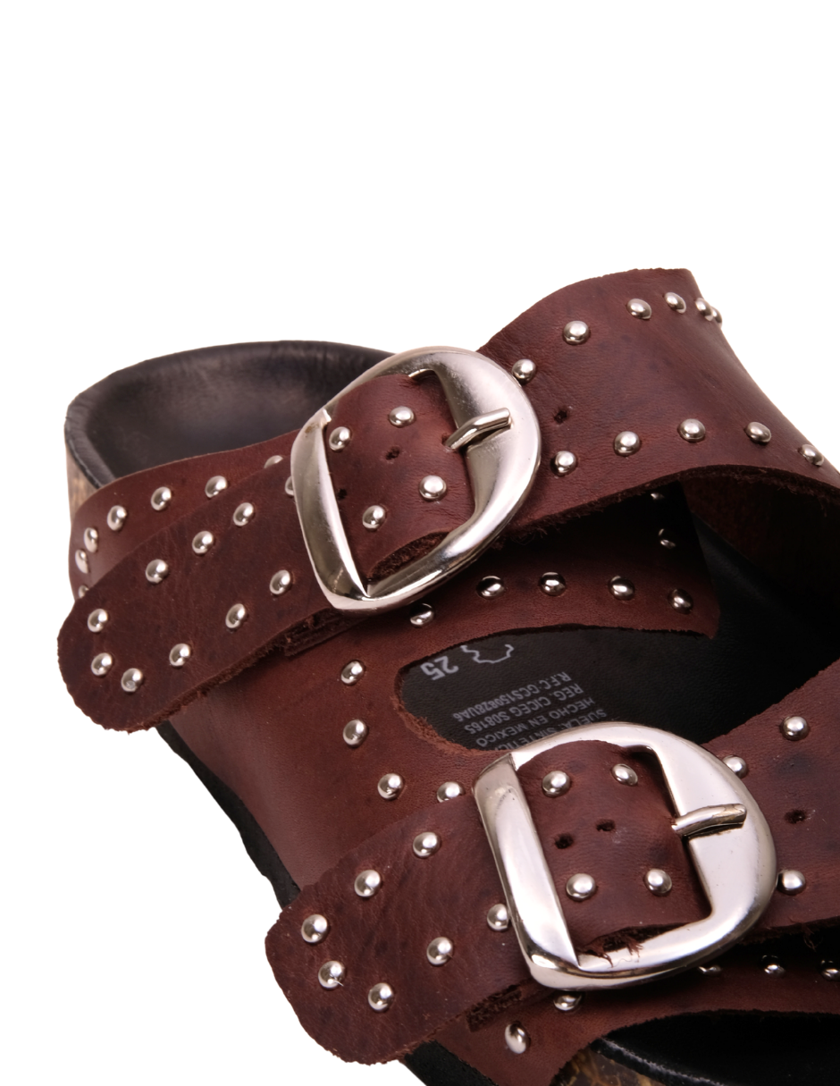 Sandalia Mule Cafe Estoperoles